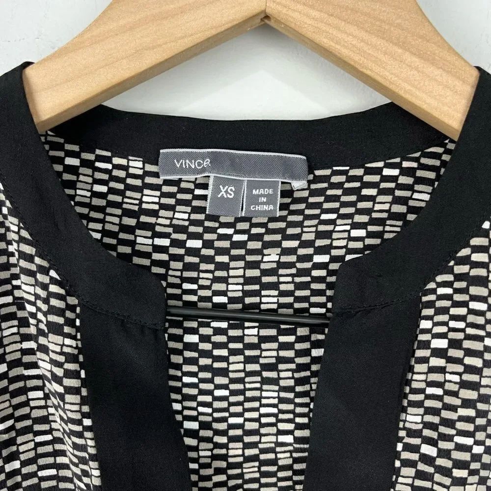 Vince Patterned Drawstring Waist Dress XS - Picture 4 of 7